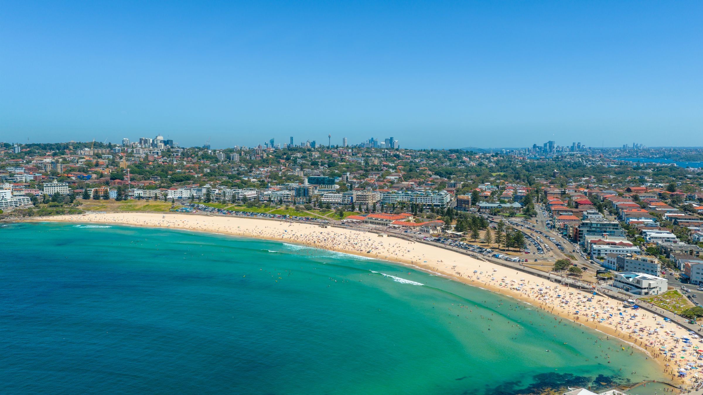 Bondi Beach from above on a clear day