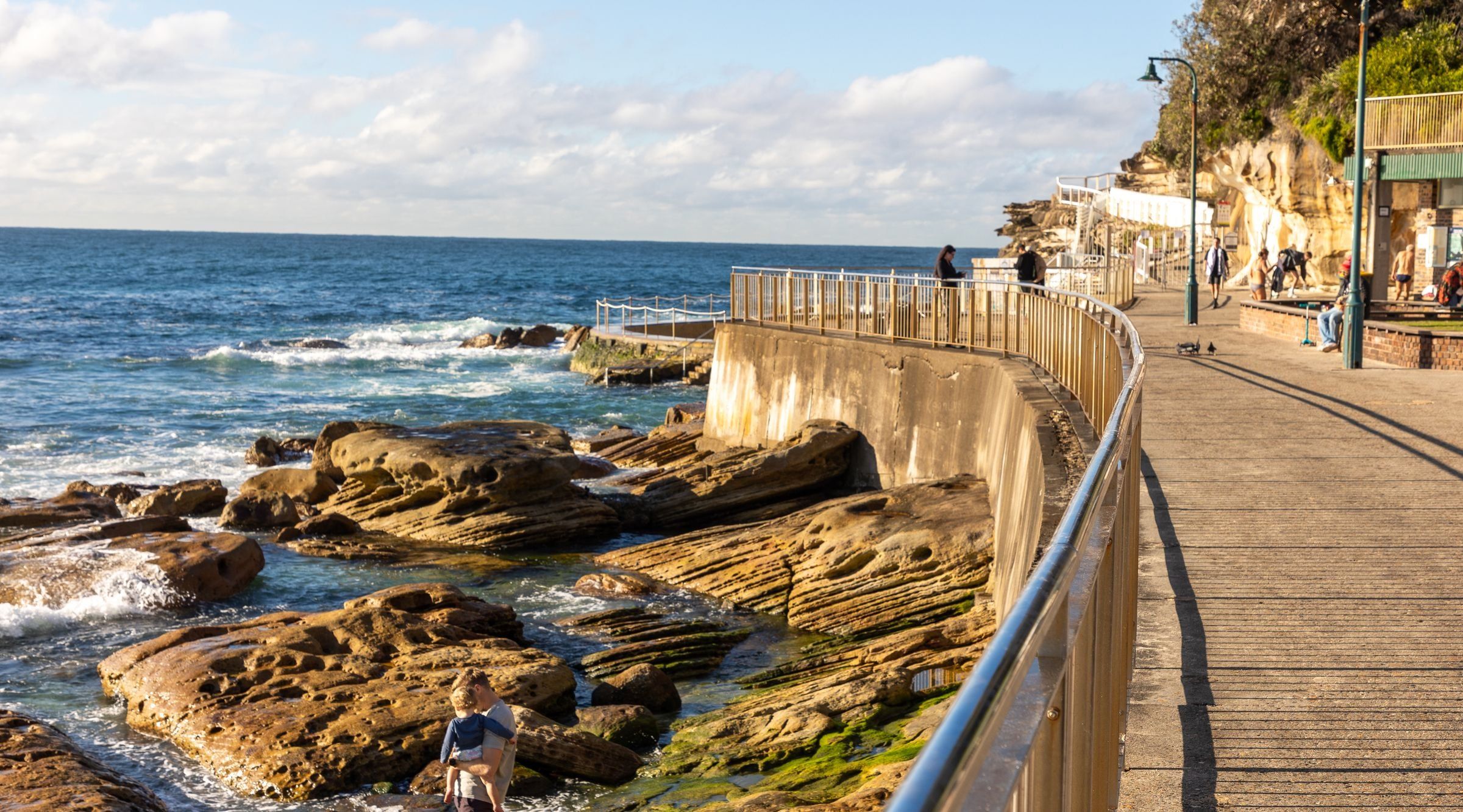 The coastal walkway on the rocks above the sea near Coogee