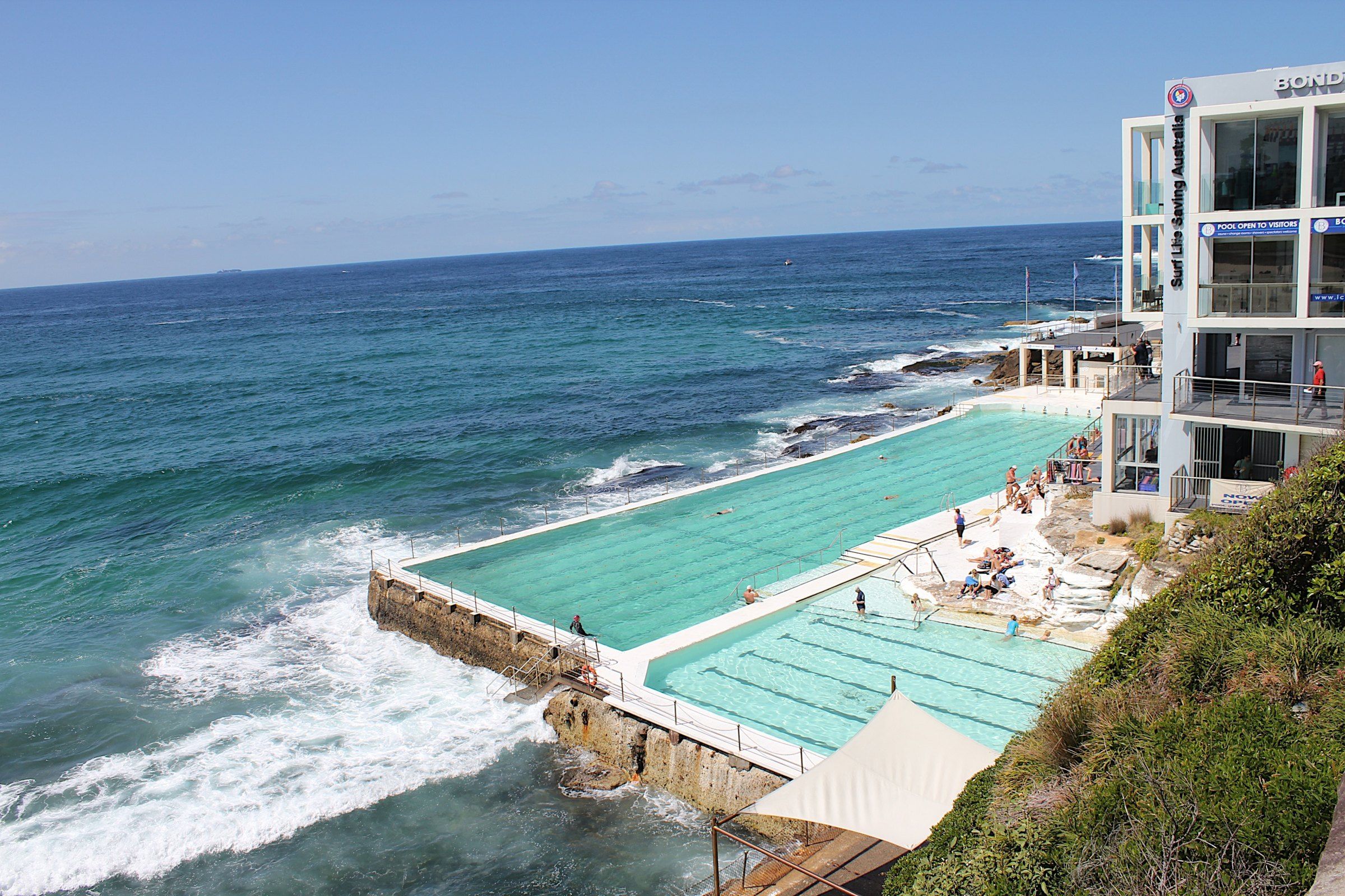 The Bondi Icebergs ocean pool on the rocks at the south end of Bondi Beach