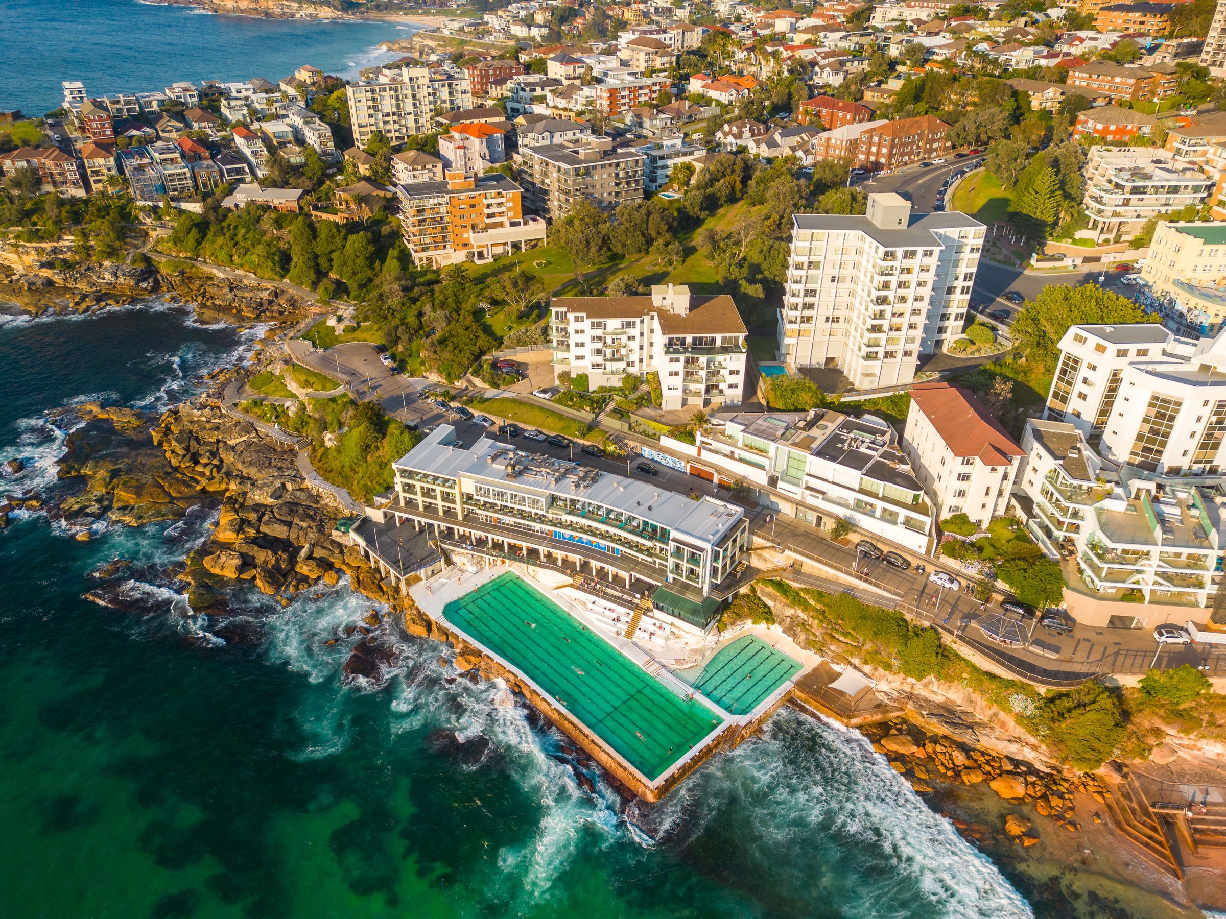 Bondi Beach and the Icebergs pool from above