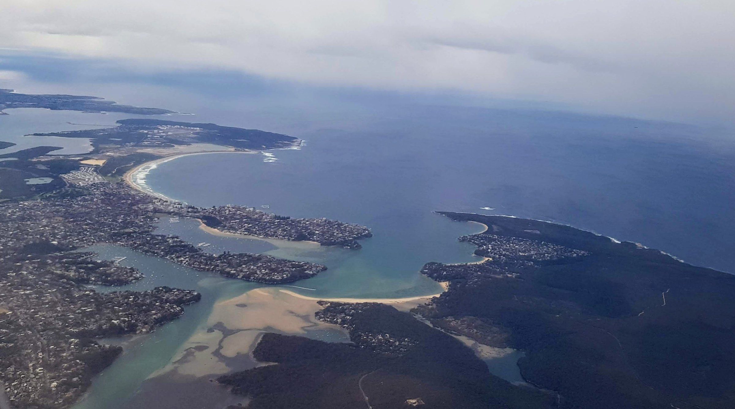 Cronulla and Bundeena from the air, Port Hacking between them