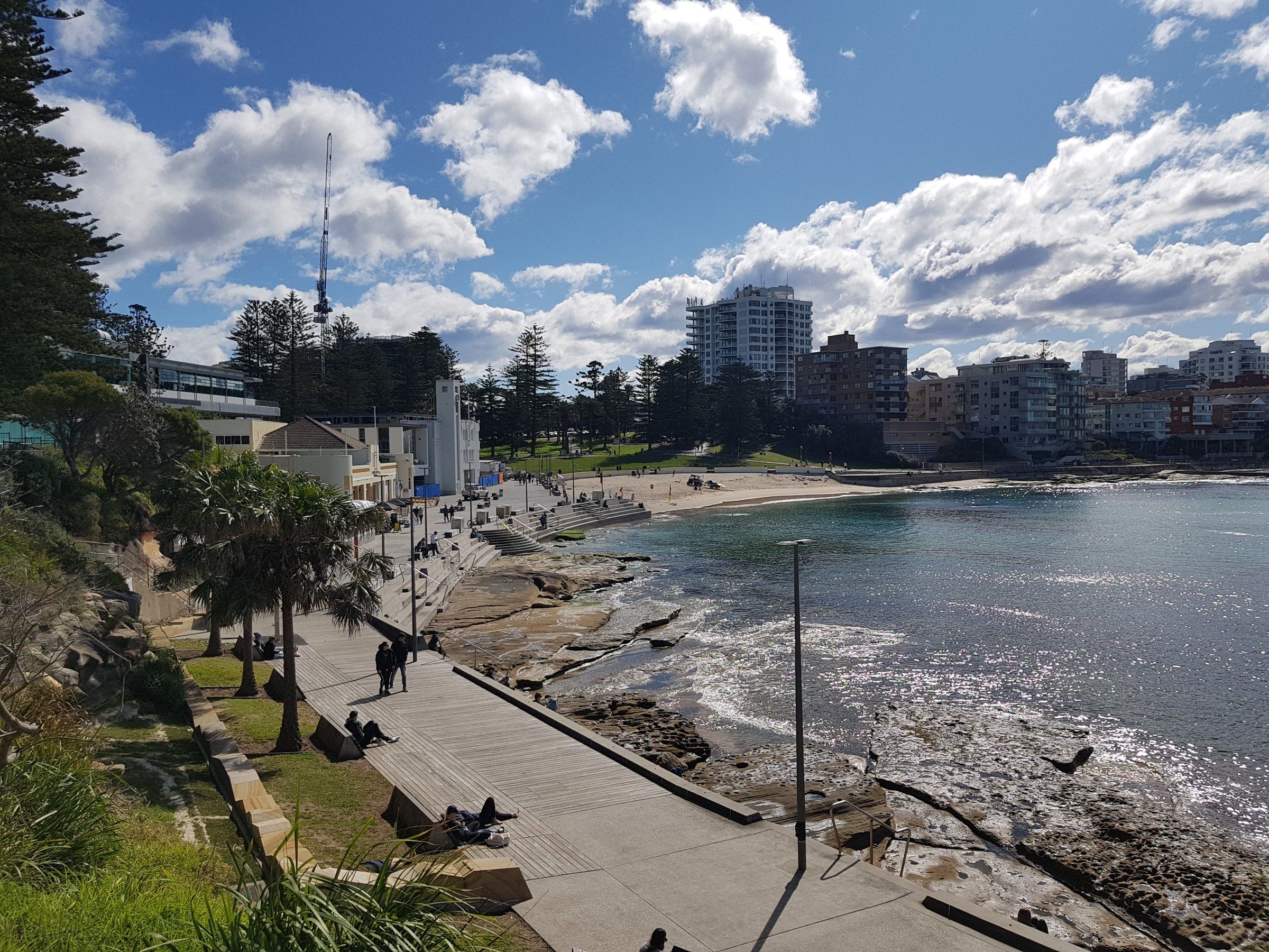The Esplanade path at Cronulla, the beach and apartment towers behind