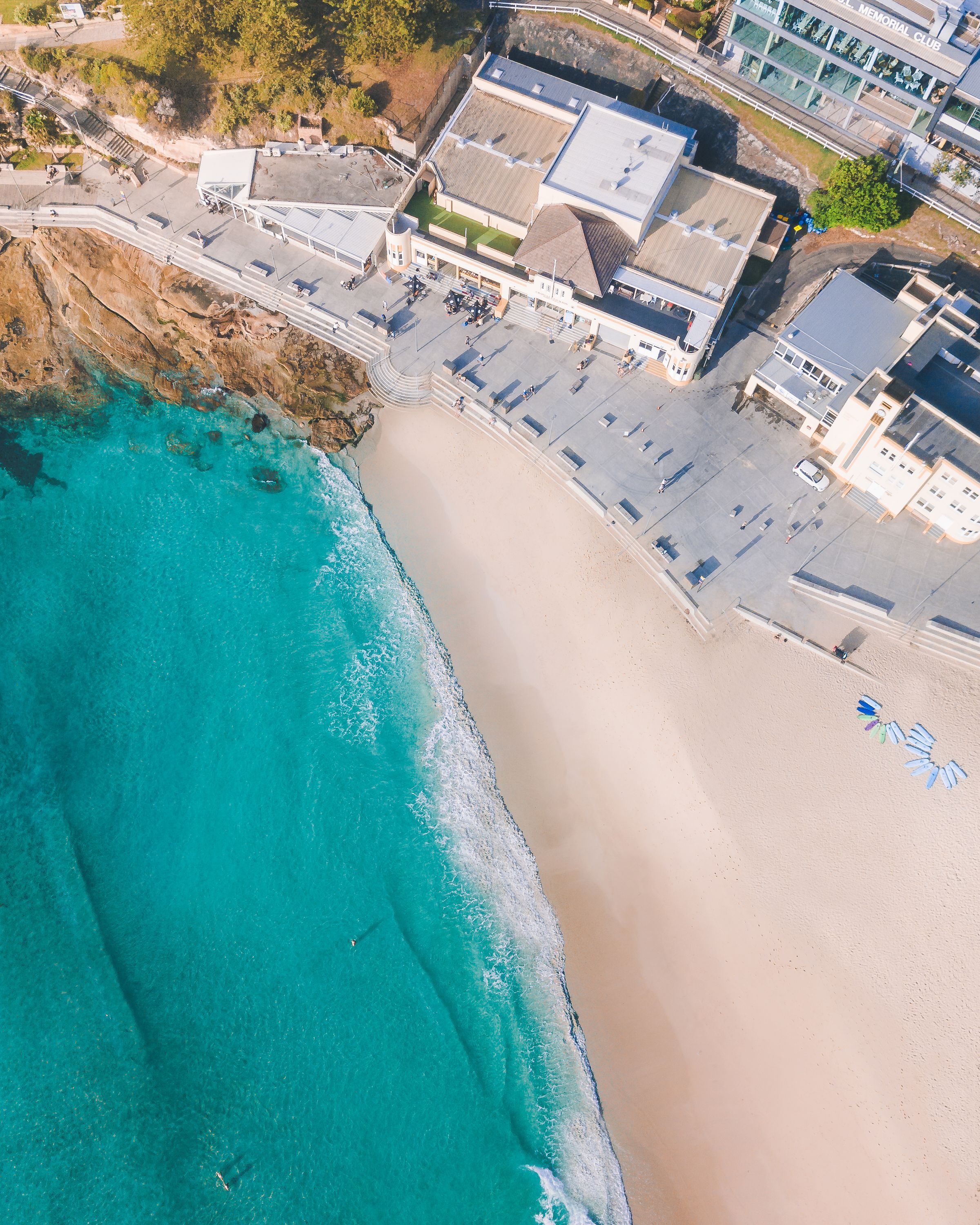 Cronulla Beach from above with turquoise water