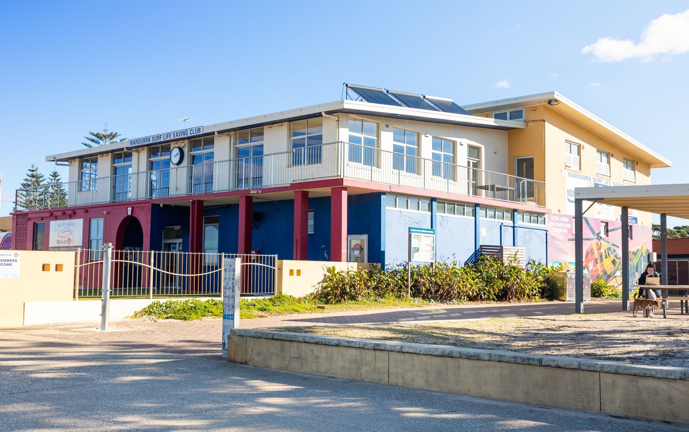 The Maroubra Surf Life Saving Club building and the beachfront walkway