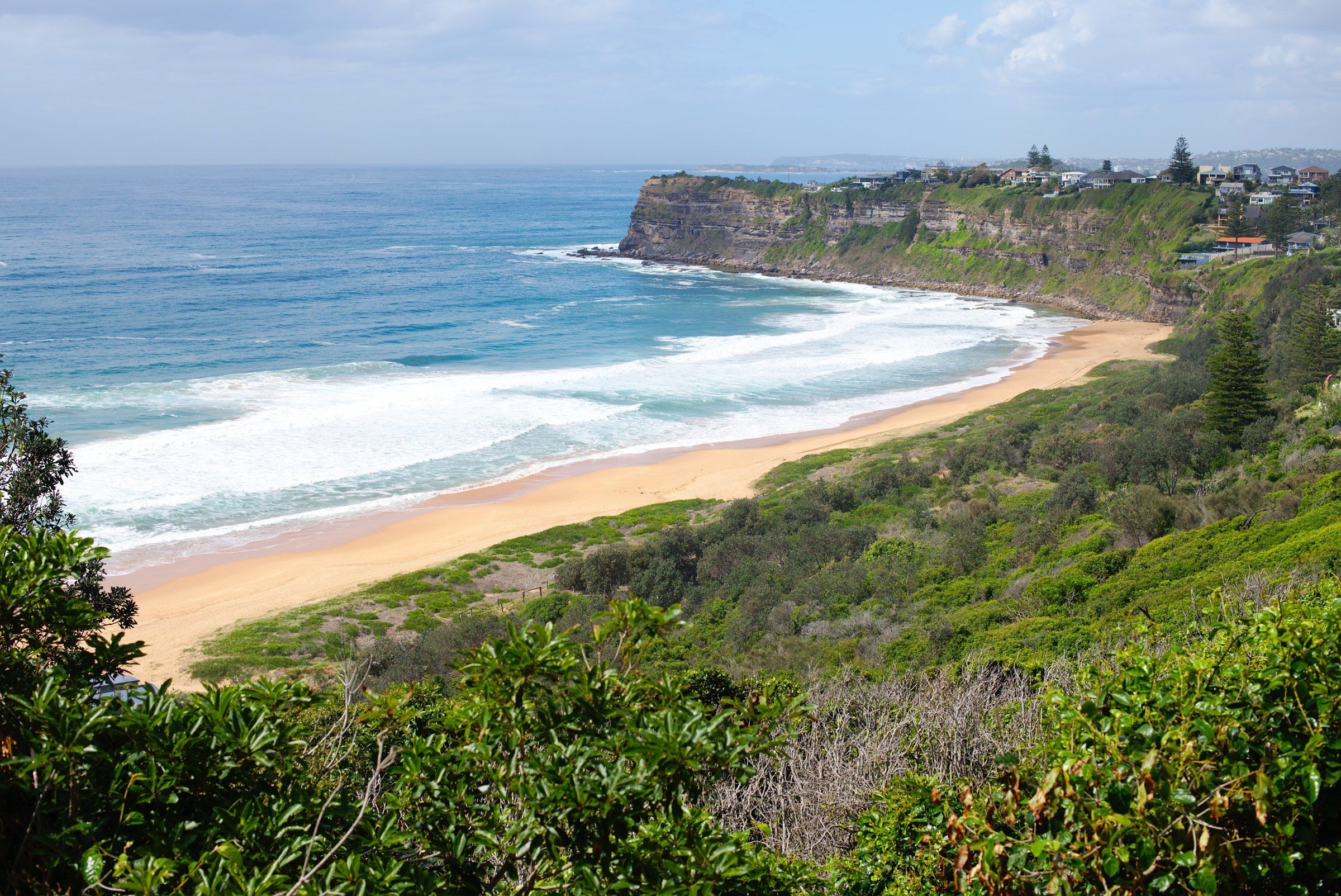 Looking north from the headland over the surf at North Narrabeen